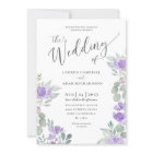 Rustic Floral Eucalyptus Purple Wedding Invitation