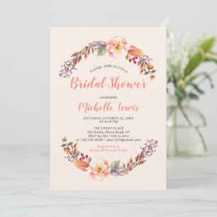 Rustic Floral Fall/Autumn Bridal Shower Invitation