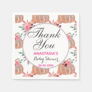 Rustic Floral Fall Autumn Thank You Baby Shower Napkin