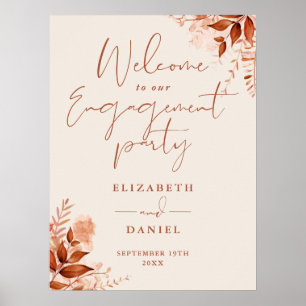 Rustic Floral Fall Engagement Party Welcome Sign