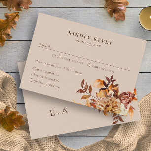 Rustic Floral Fall Leaves RSVP Card