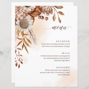 Rustic Floral Fall Wedding Menu