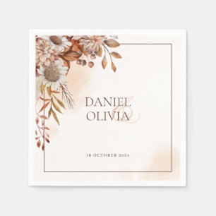 Rustic Floral Fall Wedding  Napkin