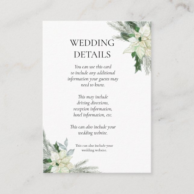 Rustic Floral Fall Winter Wedding  Enclosure Card (Front)