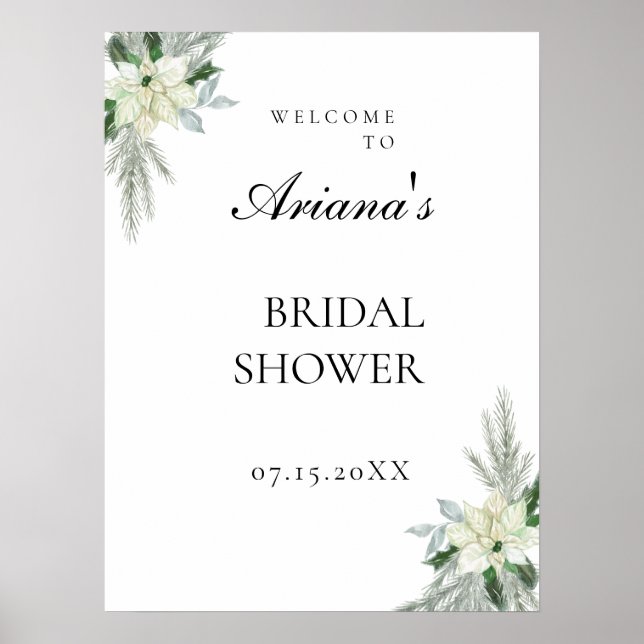 Rustic Floral Fall Winter Wedding Poster (Front)