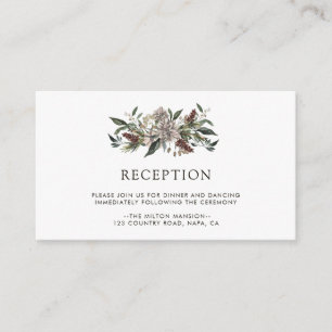 Rustic Floral Fall Winter Wedding Reception Enclosure Card