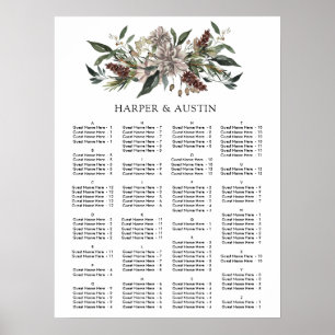 Rustic Floral Fall Winter Wedding Seating Chart