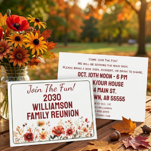 Rustic Floral Family Reunion Potluck Invitation