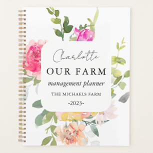 Rustic Floral Farm Management White Planner
