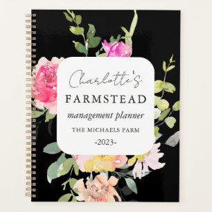 Rustic Floral Farmstead Management Black Planner