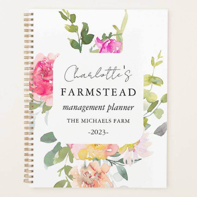 Rustic Floral Farmstead Management Planner (Front)