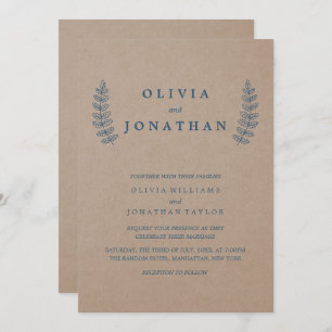 Rustic Floral Faux Kraft Wedding Invitation