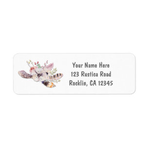 Rustic Floral & Feathers Boho Chic Invitation