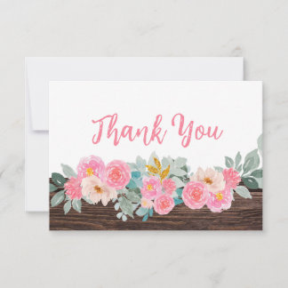 Rustic Floral Flat Thank You Card