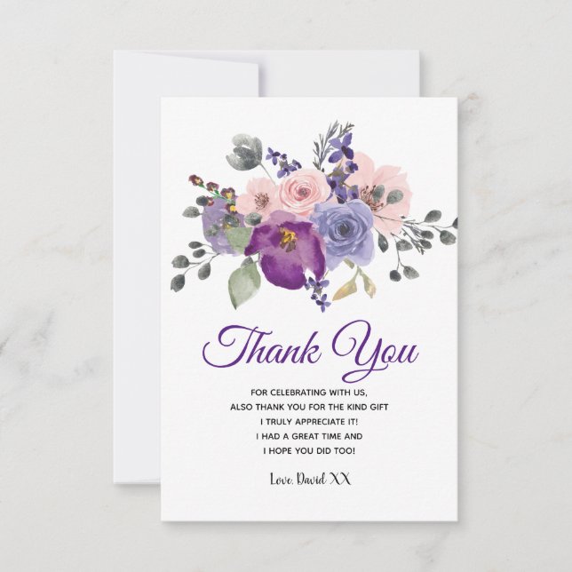 rustic floral, flowers thank you card (Front)