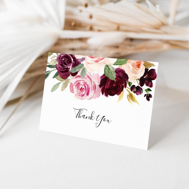 Rustic Floral Folded Wedding Thank You Card (Creator Uploaded)