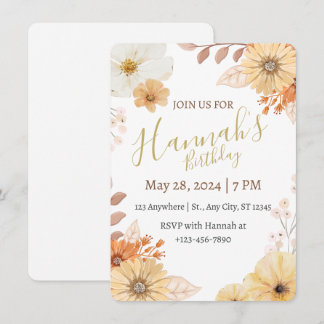 Rustic Floral For Women – Boho Fall Flowers Invitation