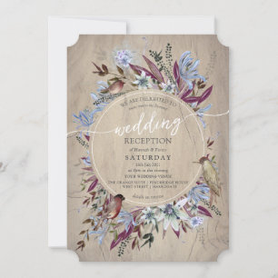 Rustic floral frame with birds invitation