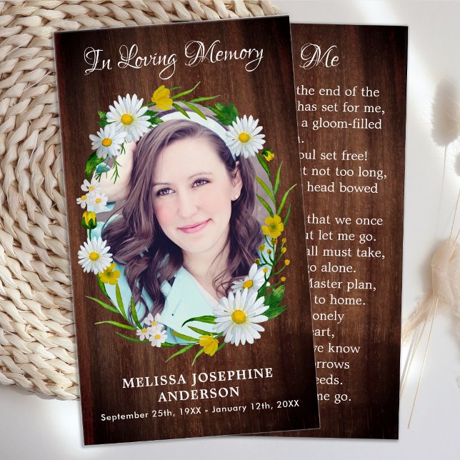 Rustic Floral Funeral Memorial Prayer Card Picture (Creator Uploaded)