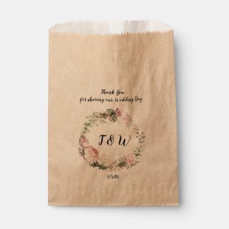 Rustic Floral Garland Custom Wedding Favour Bag