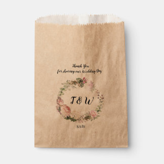 Rustic Floral Garland Custom Wedding Favour Bag