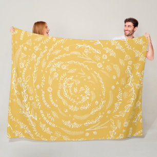 Rustic Floral Garland Folk Art Pattern Fleece