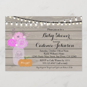 Rustic Floral Girl Purple Baby Shower Invite