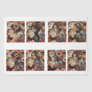 Rustic Floral Girly Fantasy Art Collage Decoupage Tissue Paper