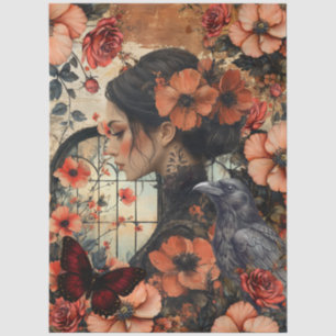 Rustic Floral Girly Fantasy Art Collage Decoupage Tissue Paper