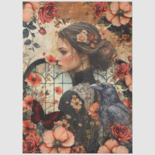 Rustic Floral Girly Fantasy Art Collage Decoupage Tissue Paper