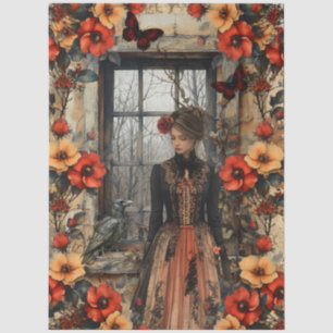 Rustic Floral Girly Fantasy Art Collage Decoupage Tissue Paper