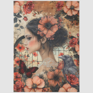 Rustic Floral Girly Fantasy Art Collage Decoupage Tissue Paper