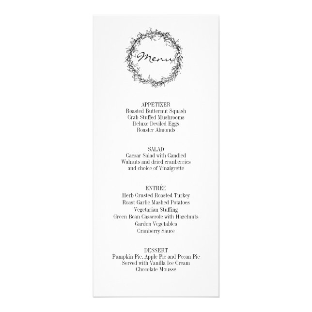 Rustic Floral Give Thanks Thanksgiving Dinner Menu (Front)