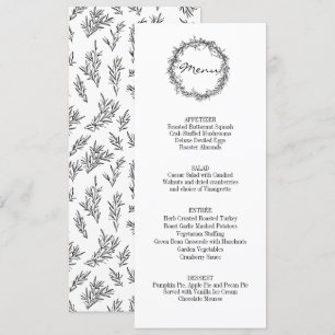 Rustic Floral Give Thanks Thanksgiving Dinner Menu Invitation