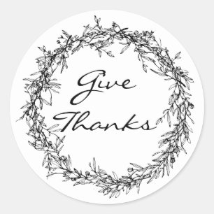 Rustic Floral Give Thanks Thanksgiving Sticker