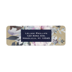 Rustic Floral Glam Navy Kraft Wedding Invitation