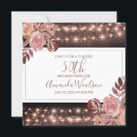 Rustic Floral Glowing String Lights Birthday Party Invitation<br><div class="desc">Rustic string lights and pink sangria and merlot florals modern script 50th birthday surprise party invitation to customise for your party. Customise for any age birthday, paper weight or font. Square format invite. Add your location information on the reverse side of the card. The modern scrip typography is presented in...</div>