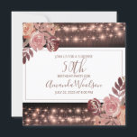 Rustic Floral Glowing String Lights Birthday Party Invitation<br><div class="desc">Rustic string lights and pink sangria and merlot florals modern script 50th birthday surprise party invitation to customise for your party. Customise for any age birthday, paper weight or font. Square format invite. Add your location information on the reverse side of the card. The modern scrip typography is presented in...</div>