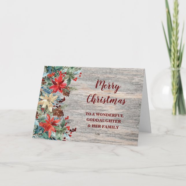 Rustic Floral Goddaughter & Family Christmas Card (Front)