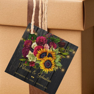 Rustic floral gold elegant wedding thank you favour tags