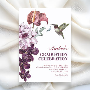 Rustic floral graduation invitation