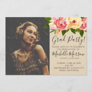 Rustic floral graduation party invite