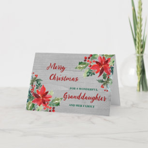 Rustic Floral Granddaughter & Family Christmas Card