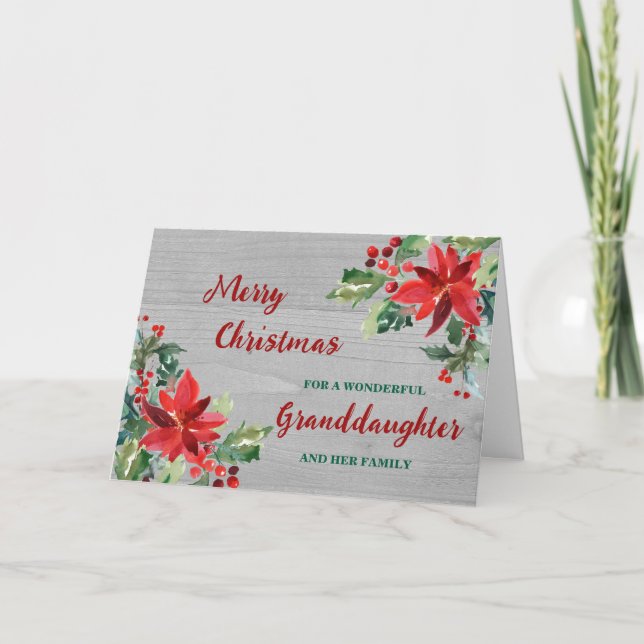 Rustic Floral Granddaughter & Family Christmas Card (Front)