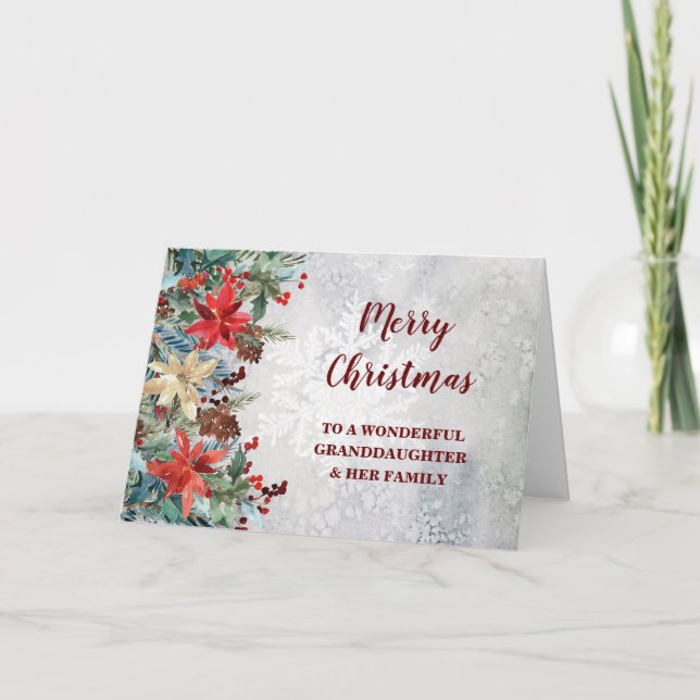 Rustic Floral Granddaughter & Family Christmas Card (Front)