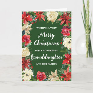 Rustic Floral Granddaughter & Family Christmas Card