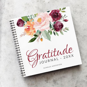 Rustic Floral Gratitude Journal with Year and Name