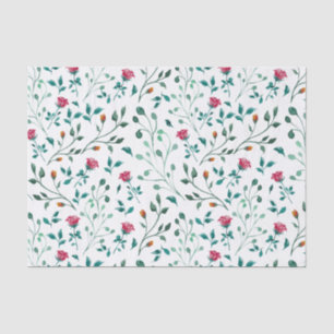 Rustic Floral & Green Foliage Pattern Tissue Paper