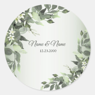 Rustic Floral Greenery Eucalyptus Leaves Classic R Classic Round Sticker