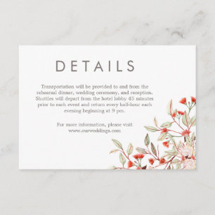 Rustic Floral Grey Modern Typography Wedding Enclosure Card